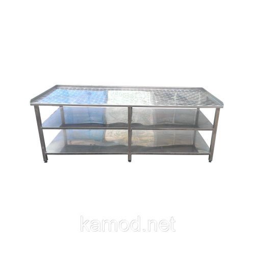 Технологический стол с двумя полками из нержавеющей стали